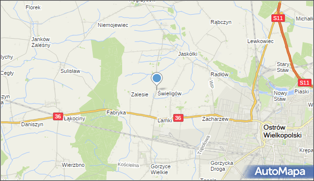 mapa Świeligów, Świeligów na mapie Targeo